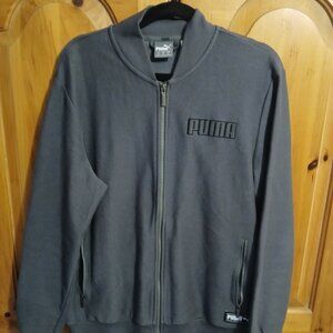 Puma Men's Full Zip Baseball/Track Style Jacket Gray Medium EUC